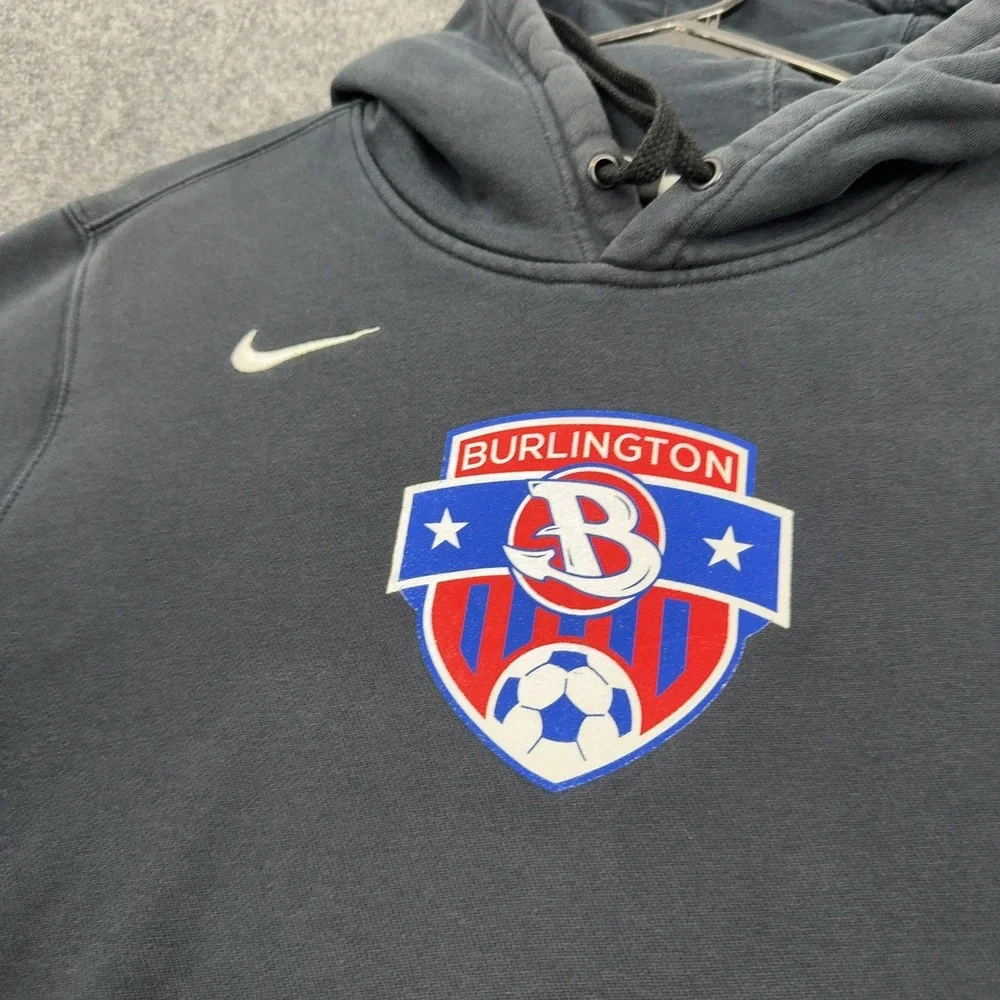 Burlington Soccer Nike Hoodie Men M Black Fleece Pullover Sportswear Athletic